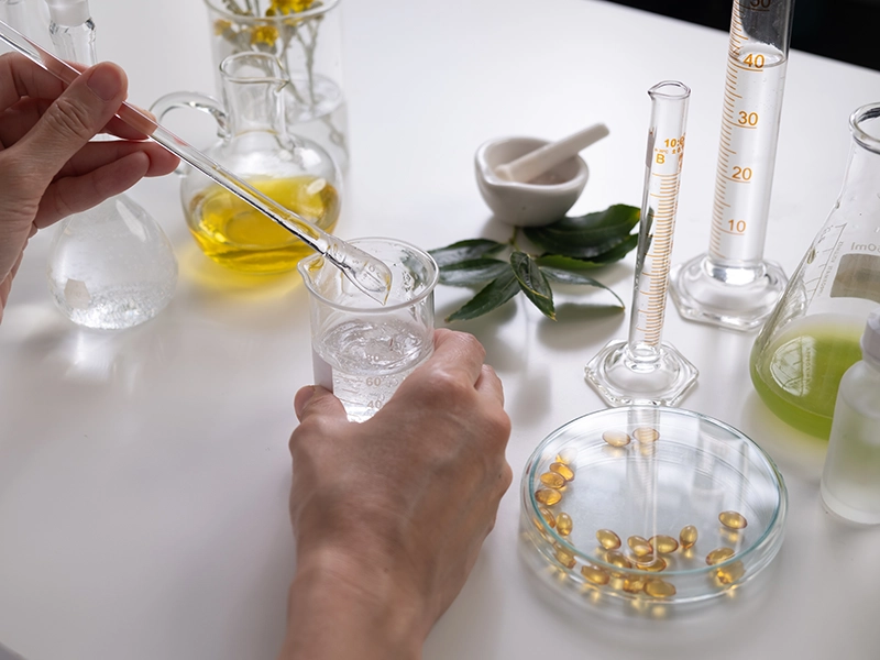 Laboratorio realizando formulación magistral.
